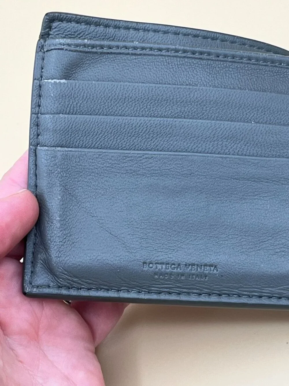 Bottega Veneta Intrecciato Woven Leather Bifold Wallet Grey Made in Italy Unisex